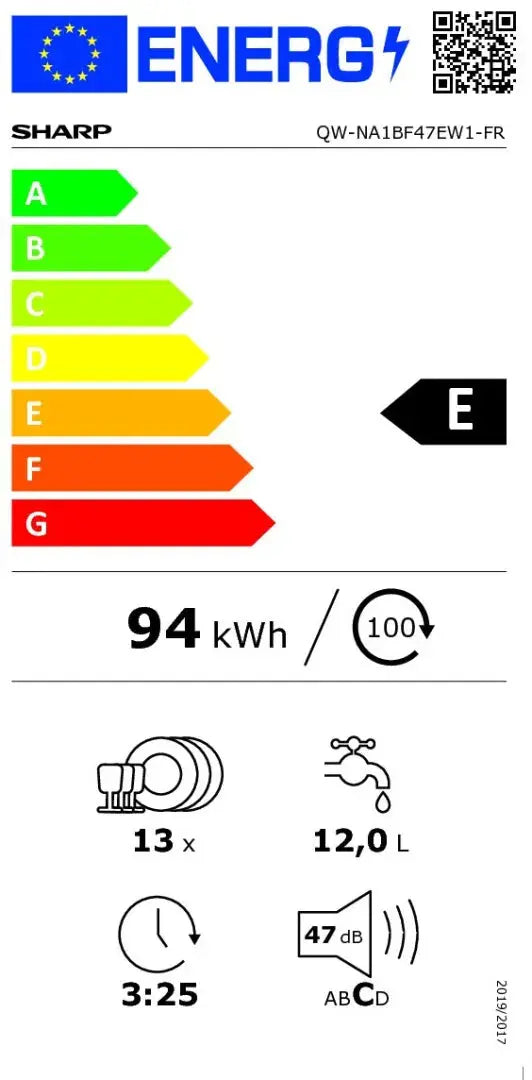 Sharp Lave-vaisselle 60cm 13 couverts 47db QWNA1BF47EW1 - GLOBAL ASSET