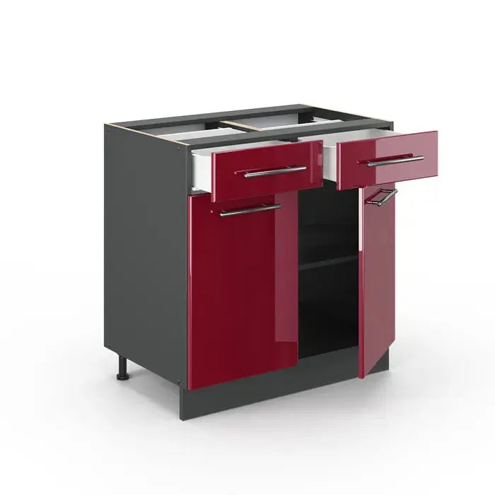 Vicco Meuble cuisine R-Line, Rouge Bordeaux haute brillance, 80cm Sans PT Vicco