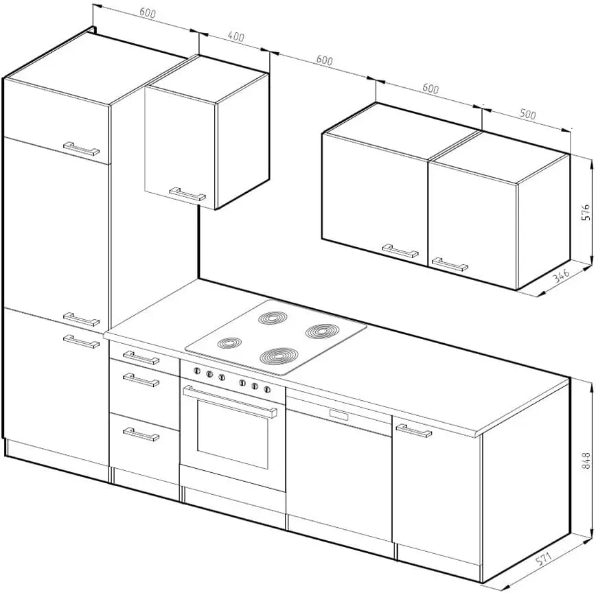 Vicco Cuisine Blanc 270cm sans PT Vicco