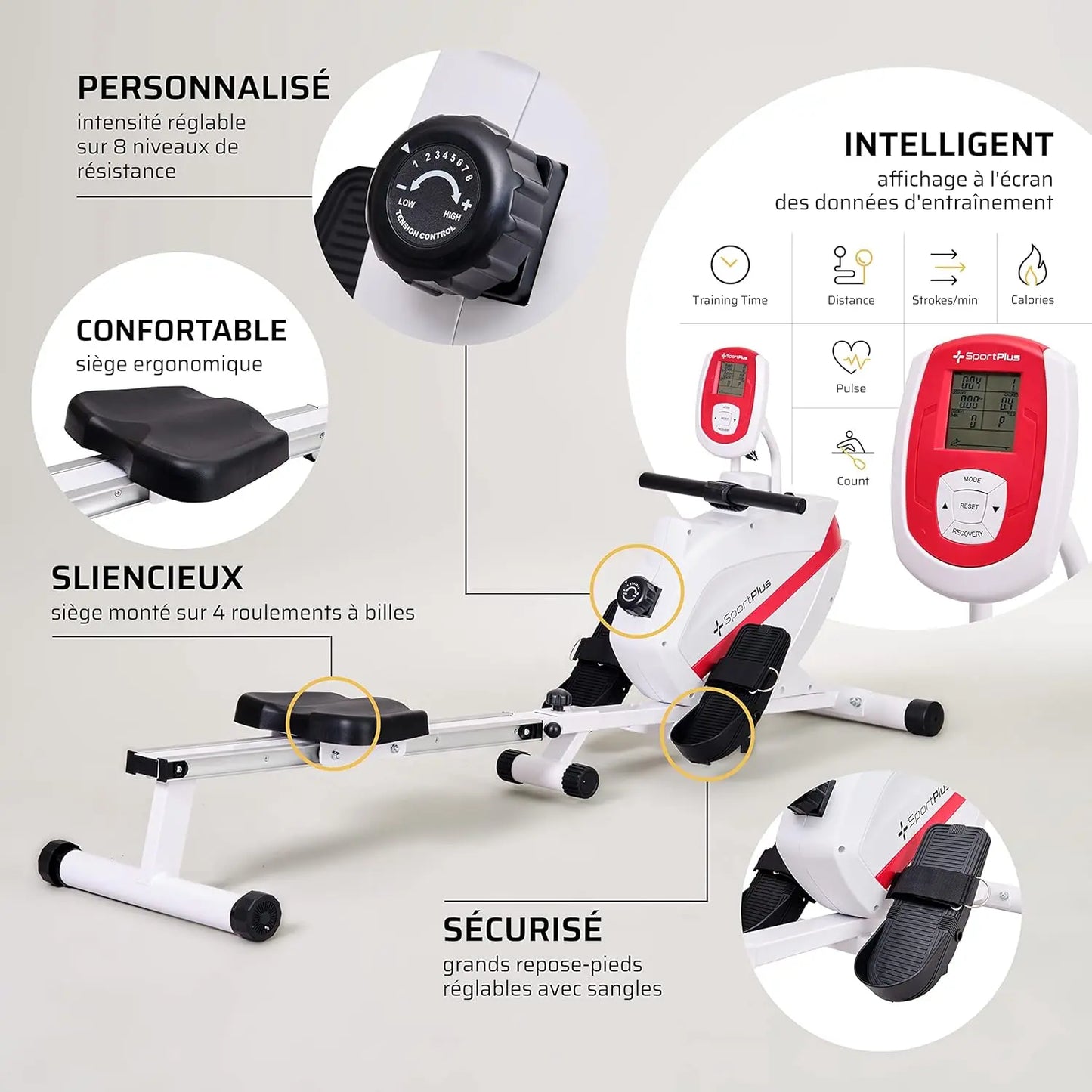 Sportplus sp-mr-008 Rameur SportPlus