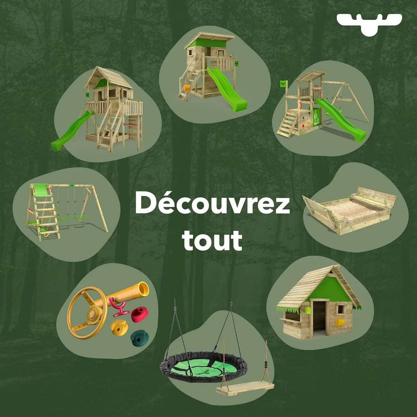 Fatmoose Aire de jeux Fruityforest avec toboggan Vert Pomme - GLOBAL ASSET