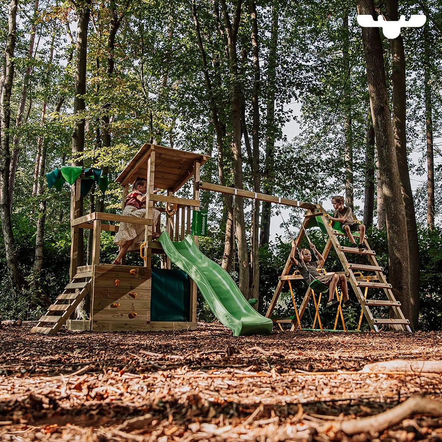 Fatmoose Aire de jeux Fruityforest avec toboggan Vert Pomme - GLOBAL ASSET