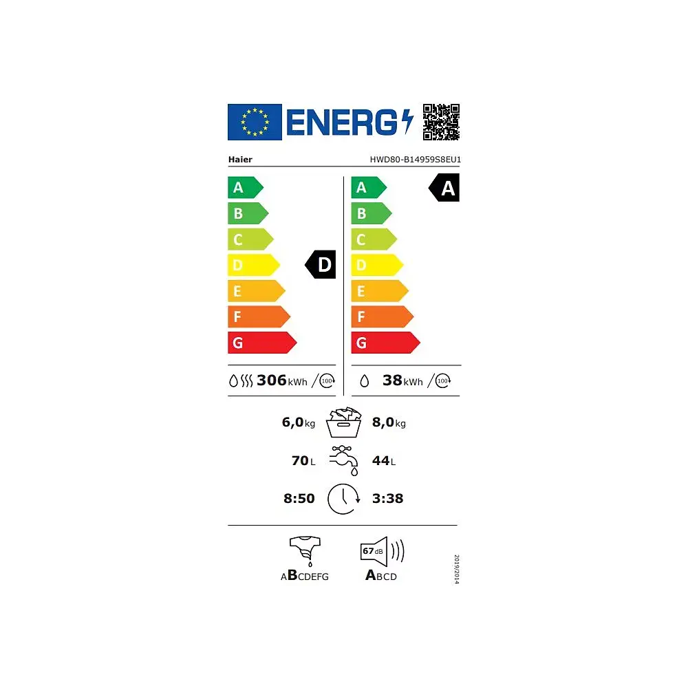 Lave-linge séchant HAIER HWD80-B14959S8FR - GLOBAL ASSET
