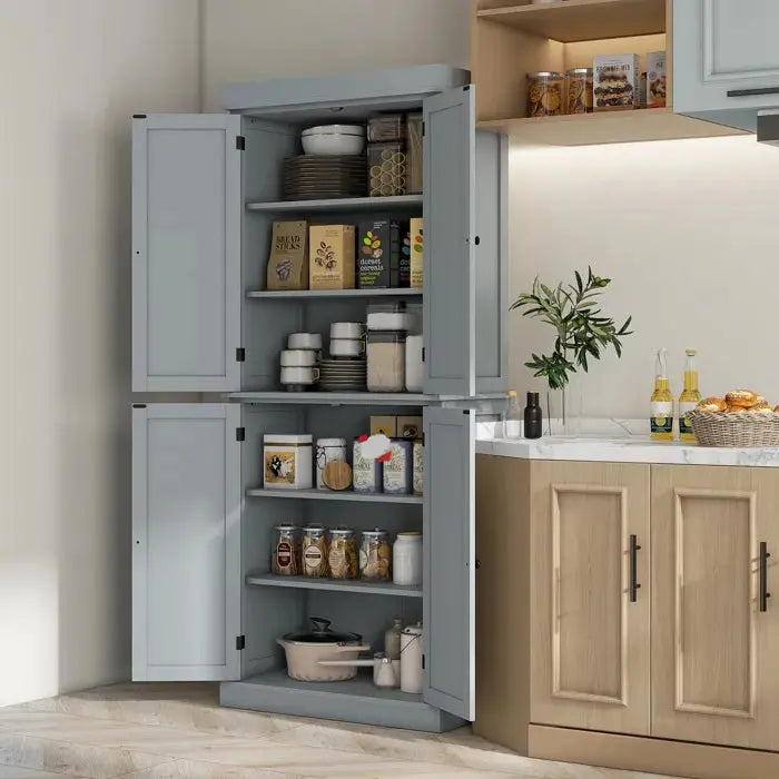 HOMCOM Buffet haut armoire de cuisine dim. 76 x 40,5 x 184 cm HOMCOM