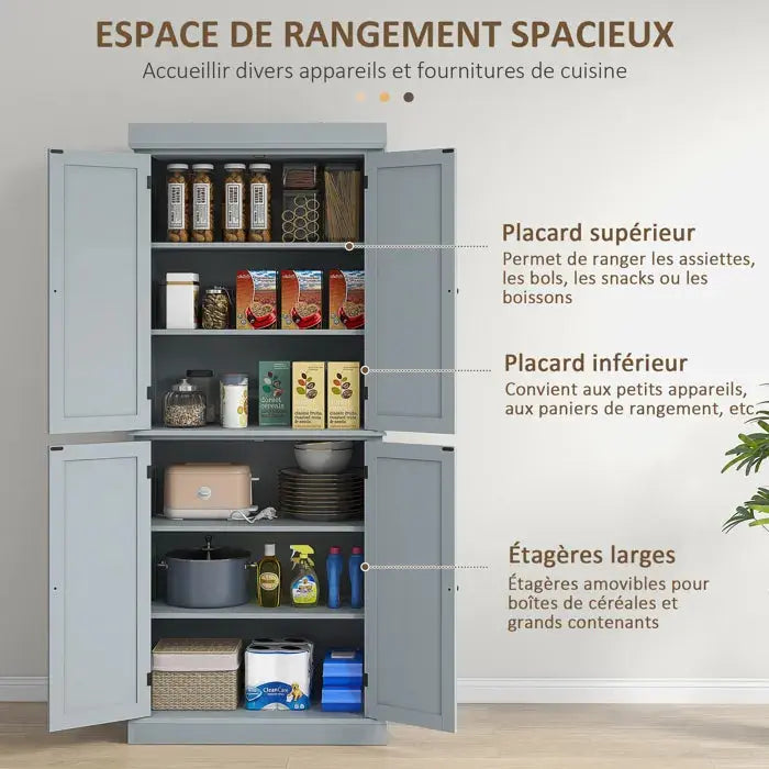 HOMCOM Buffet haut armoire de cuisine dim. 76 x 40,5 x 184 cm HOMCOM