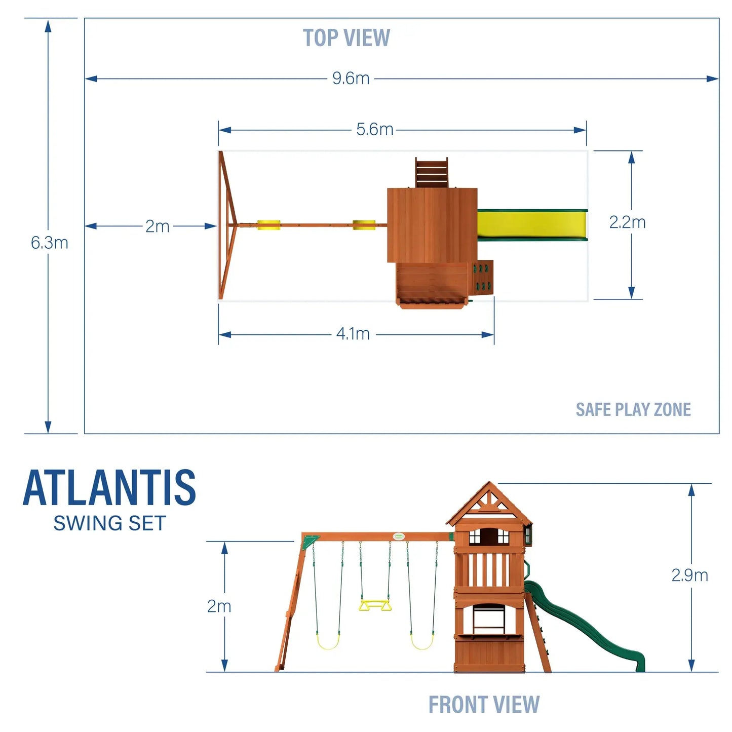 Backyard Discovery Atlantic Aire de jeux avec Balançoires - GLOBAL ASSET