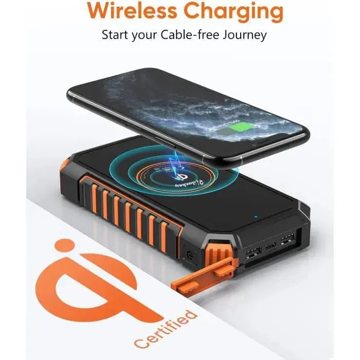 Chargeur de Batterie Solaire 20000mAh – Double USB Étanche Antichoc et Lumière LED - GLOBAL ASSET