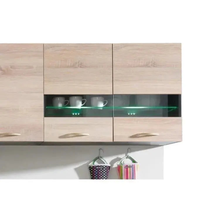Junona Cuisine complète 2m40 7 éléments Décor chêne sonoma plan de travail inclus Junona