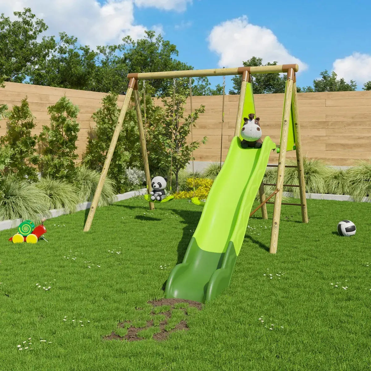 Balançoire en bois 2,30 m Topwood LUMI - 4 enfants - GLOBAL ASSET