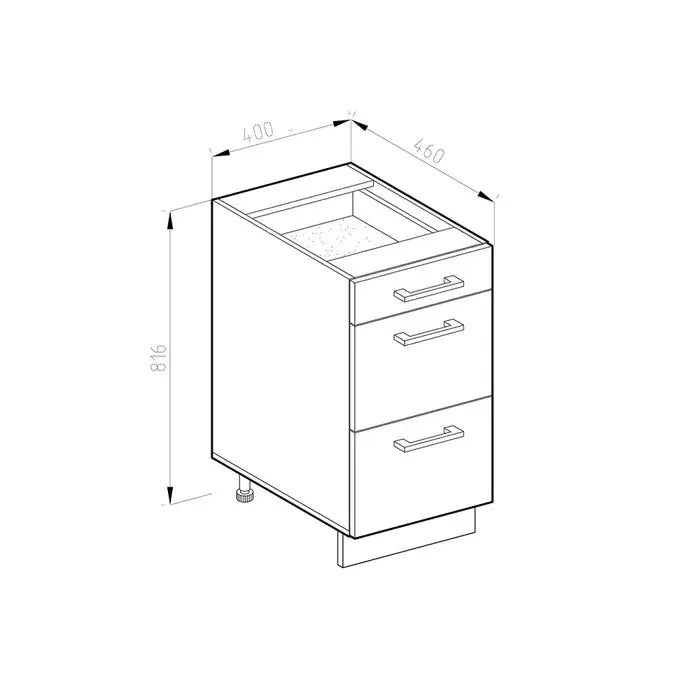 Vicco Meuble cuisine 40cm chêne de force doré avec tiroirs sans pt Vicco