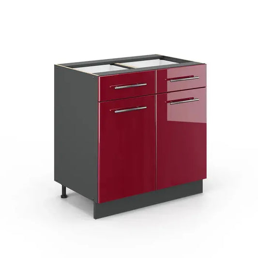 Vicco Meuble cuisine R-Line, Rouge Bordeaux haute brillance, 80cm Sans PT Vicco