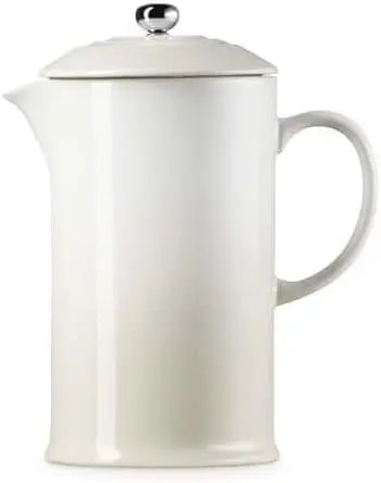 Le Creuset Cafetière avec Piston en Inox, 1 L, Céramique Meringue - GLOBAL ASSET