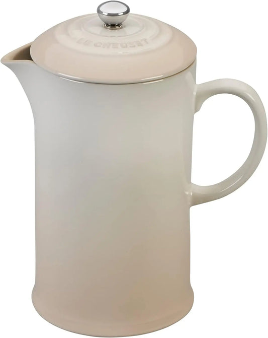 Le Creuset Cafetière avec Piston en Inox, 1 L, Céramique Meringue - GLOBAL ASSET