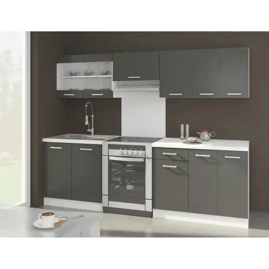 Ultra cuisine complete avec plan de travail l 2m40 - gris mat ALCEOGR ALCEOGR