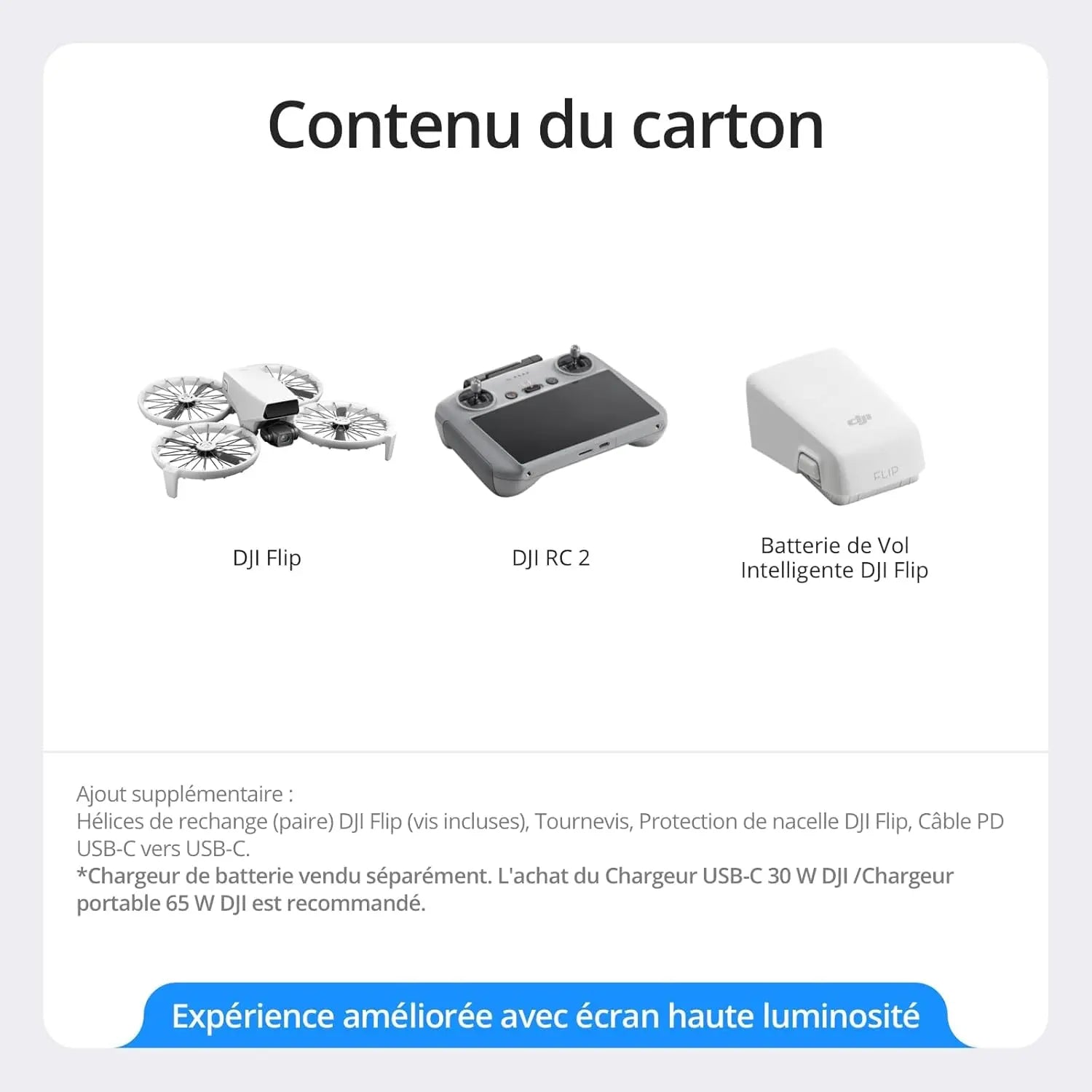 Drone Dji Flip RC 2 GL Gris et Noir - GLOBAL ASSET