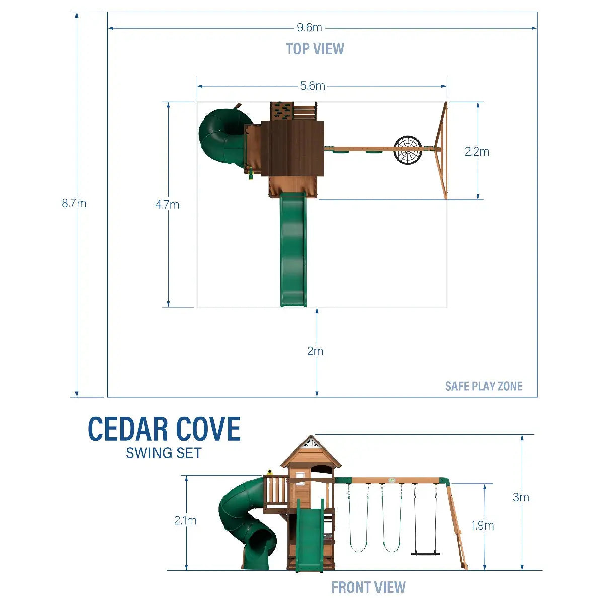 Backyard Discovery Cedar Cove Aire de jeux avec balançoires, toboggans - GLOBAL ASSET