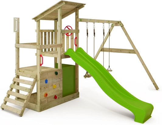 Fatmoose Aire de jeux Fruityforest avec toboggan Vert Pomme - GLOBAL ASSET