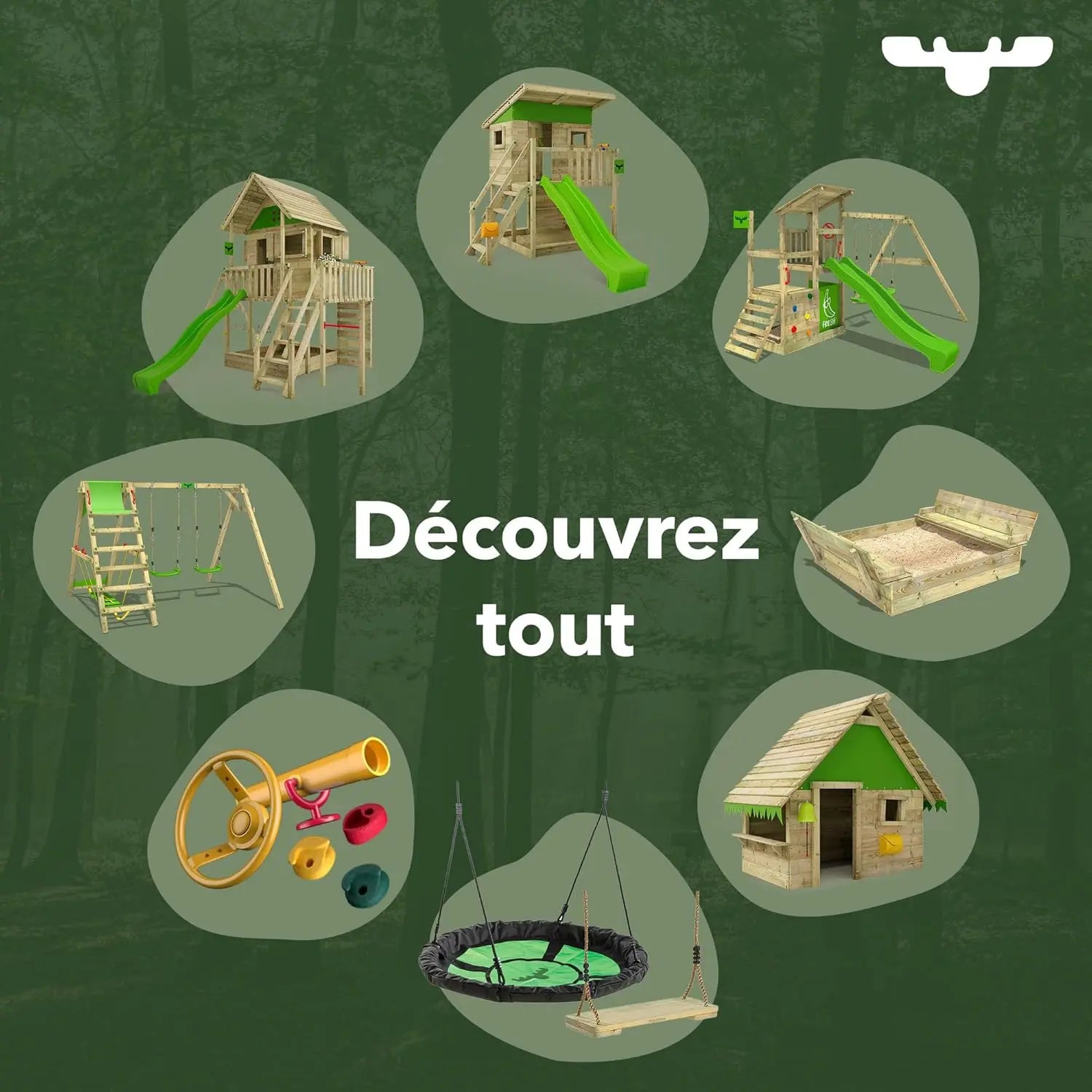 Fatmoose Aire de jeux Fruityforest avec toboggan Vert Pomme - GLOBAL ASSET