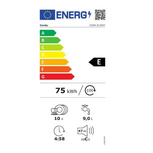 Lave-vaisselle Intégrable largeur 45 cm CANDY CDIH2L1047 - 10 couverts 47 dB - GLOBAL ASSET