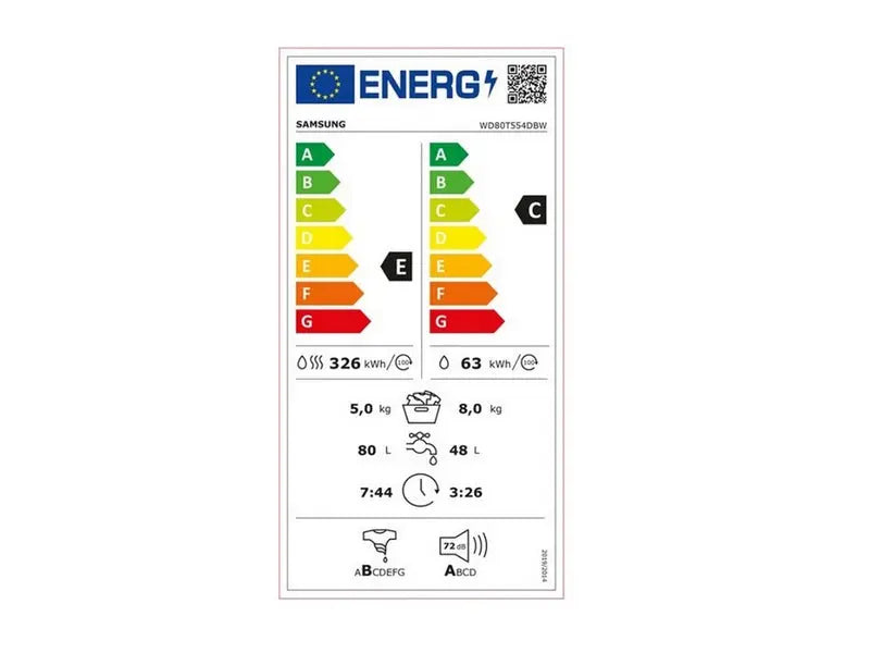 Lave linge séchant hublot SAMSUNG wd80t554dbw - GLOBAL ASSET
