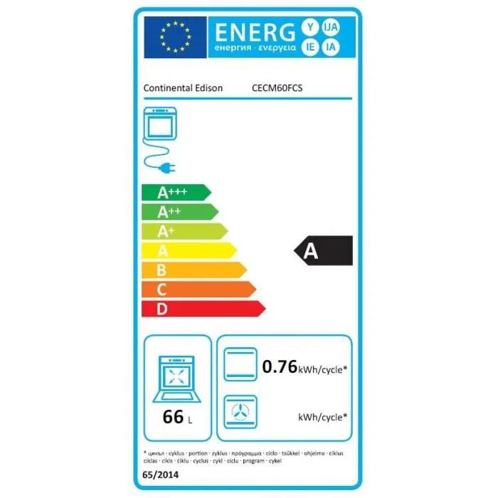 Cuisiniere mixte Continental Edison Cecm60fcs 3 feux gaz + 1 électrique