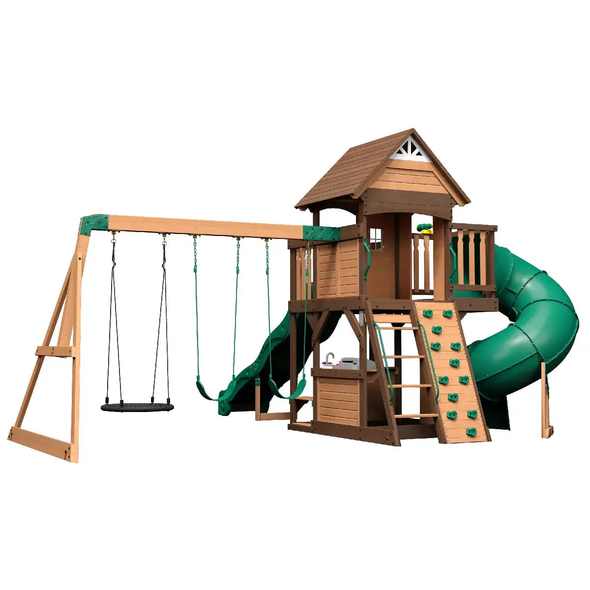 Backyard Discovery Cedar Cove Aire de jeux avec balançoires, toboggans - GLOBAL ASSET