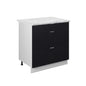 Meuble cuisine Fame-Line, 80cm avec 3 tiroirs, PT Marbre, Noir rayé, Blanc, Vicco Vicco