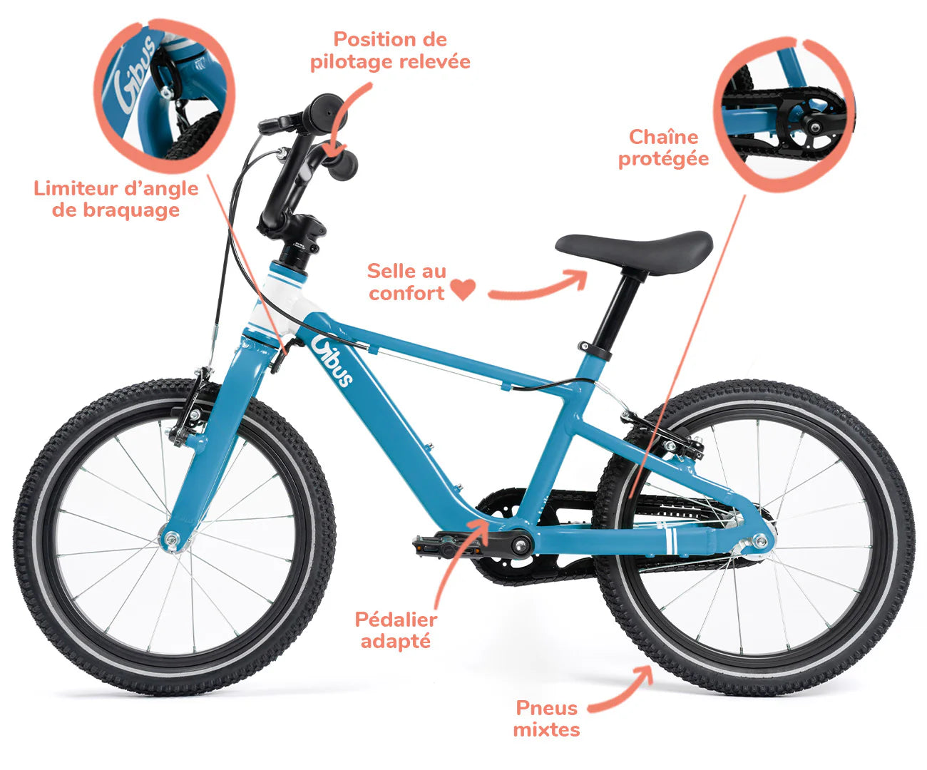 Gibus Cycles Vélo enfant 16 pouces 4 ans 5 ans